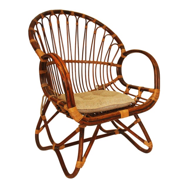 Vintage Bentwood Bamboo & Rattan Accent Chair | Chairish