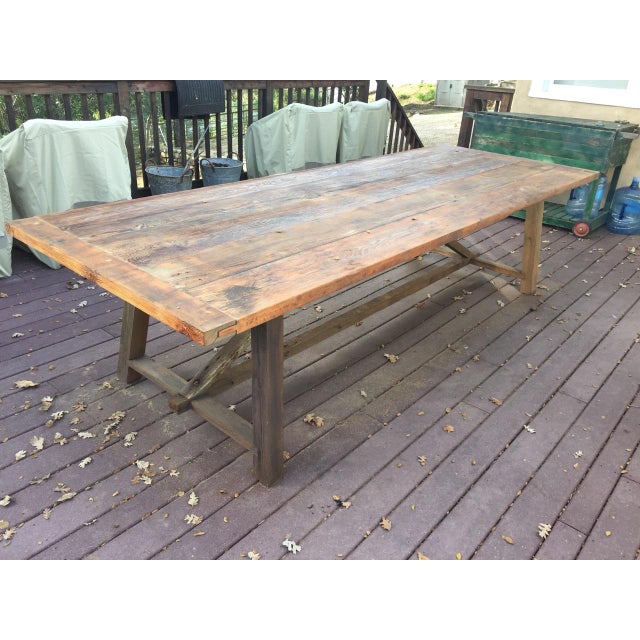 10' Salvaged Reclaimed Wood Outdoor Dining Table Chairish