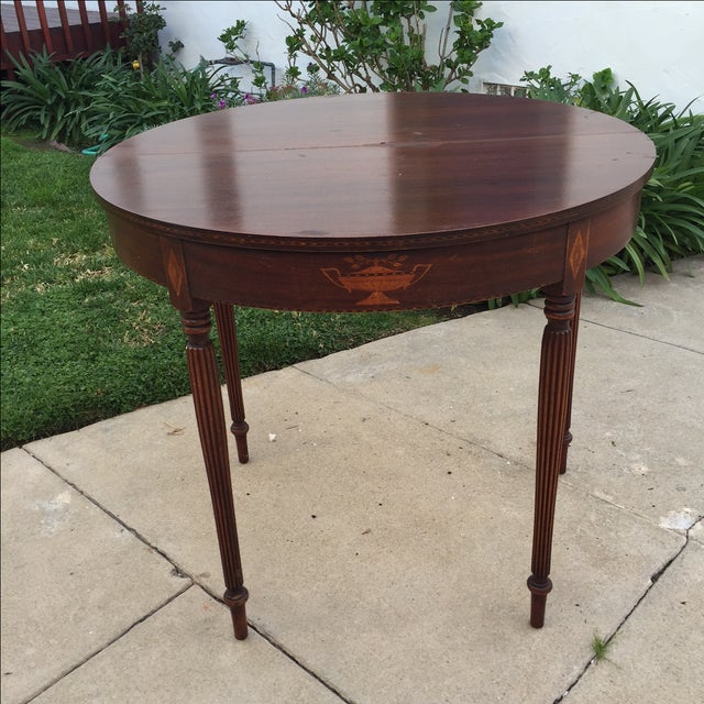 Antique Half Moon Side Table with Detailing Chairish