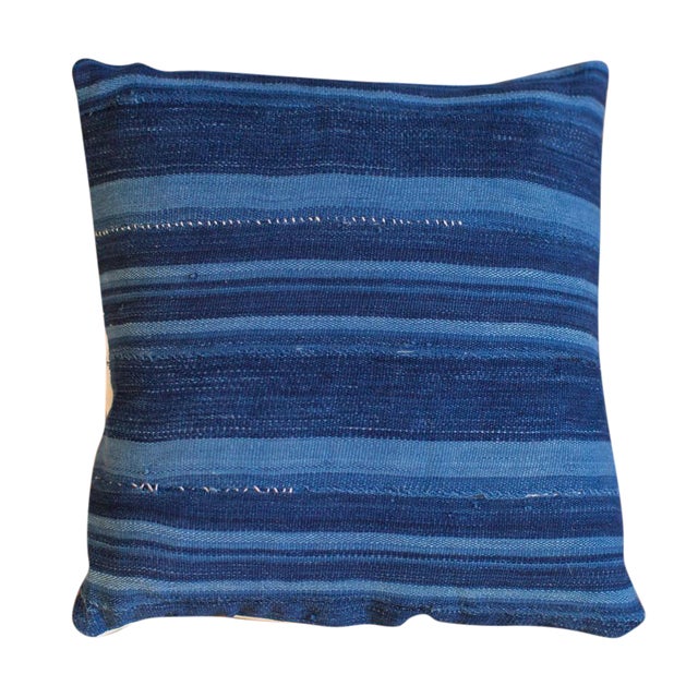Dark Blue Striped Indigo Throw Pillow Chairish