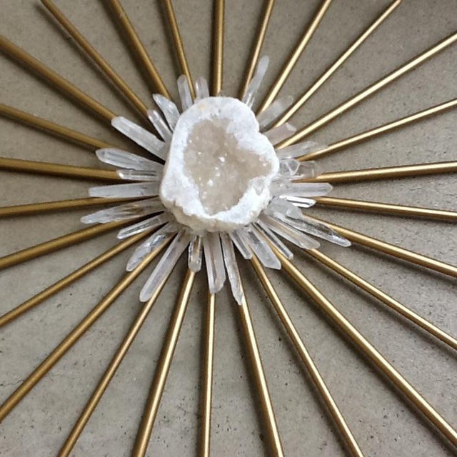 Brass & Raw Crystal Geode Starburst Wall Decor Chairish
