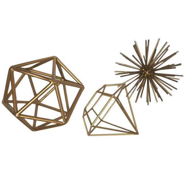 Gold Metal Geometric Shapes Set of 3 Chairish
