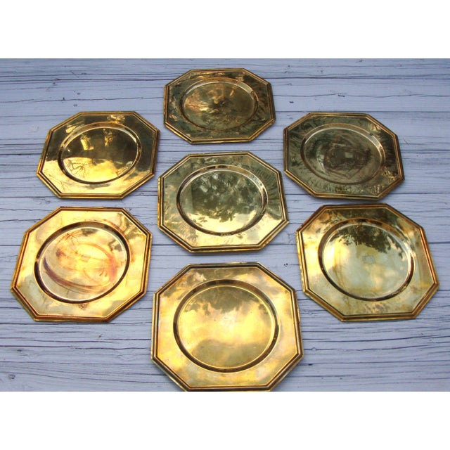 Vintage Solid Brass Hexagon Charger Plates 6 Chairish