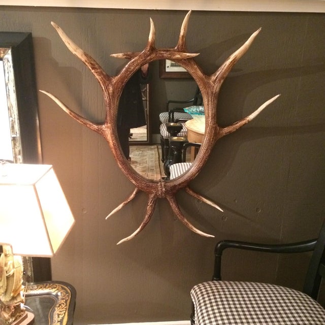 Rustic Oval Faux Antler Mirrors A Pair Chairish