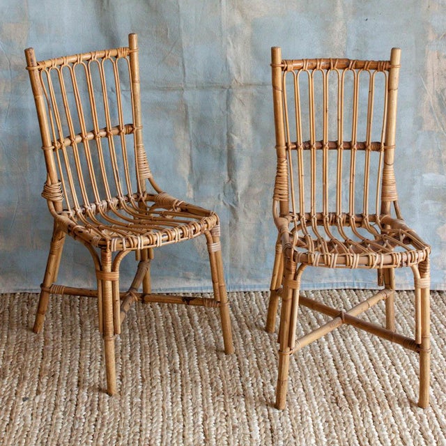 Vintage Rattan Boho Chic Dining Chairs a Pair Chairish