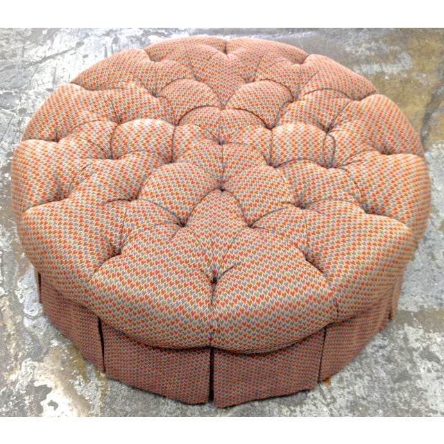 Custom Upholstered Tufted Round Ottoman Chairish