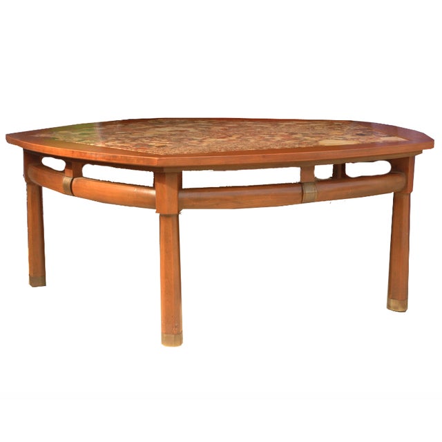 Mid-Century Modern Wood and Marble Coffee Table | Chairish