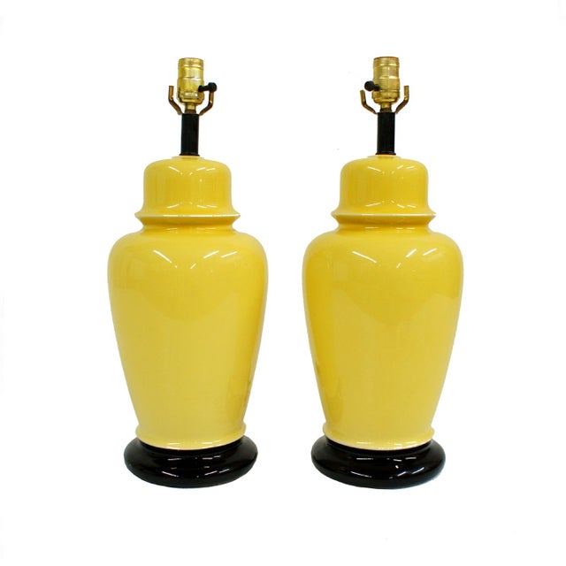 Bright Yellow Ceramic Ginger Jar Lamps A Pair Chairish