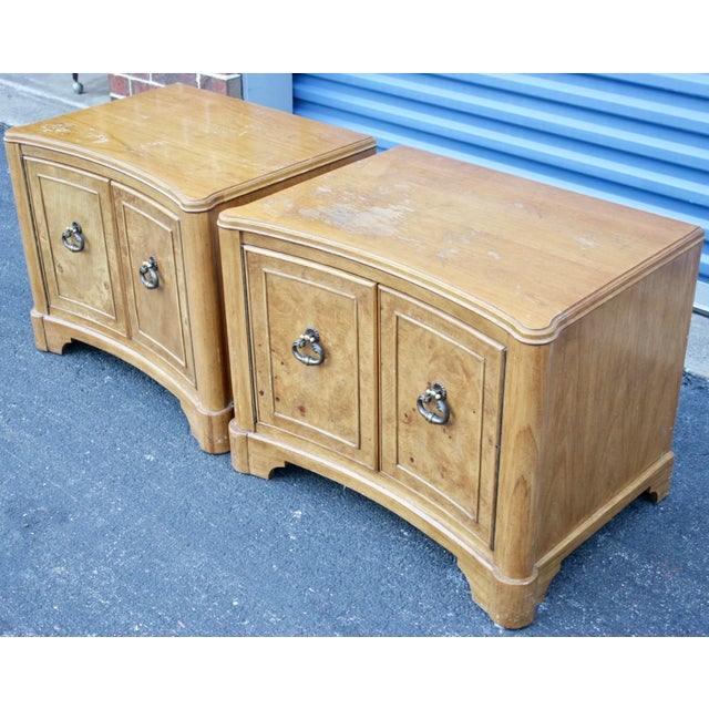 Brass Pull Burl Wood Nightstands A Pair Chairish