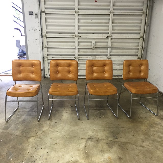 Vintage Leather and Chrome Chairs Set of 4 Chairish