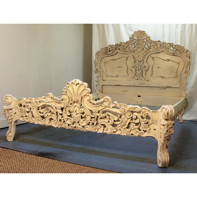 French Country Carved Queen Size Bed Frame Chairish