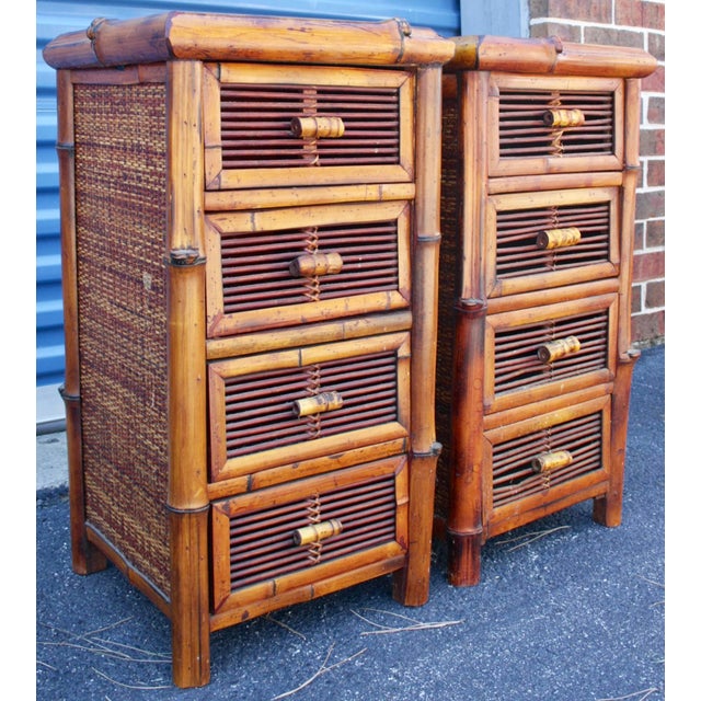 Bamboo Wicker Chests of Drawers / Nightstands a Pair Chairish