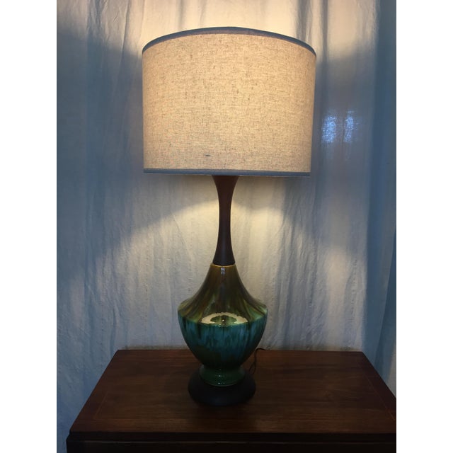MidCentury Modern Green Glaze Ceramic Table Lamp Chairish