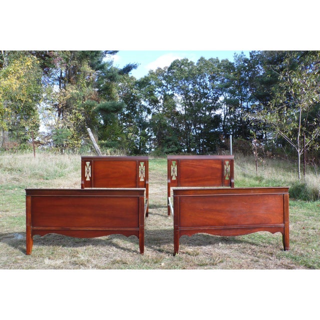 Vintage Dixie Mahogany Twin Sleigh Beds Pair Chairish