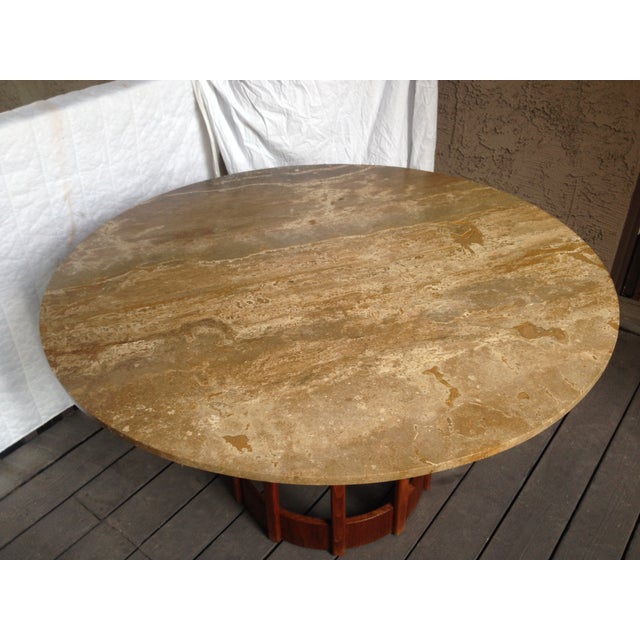 John Keal Walnut & Travertine Dining Table Chairish