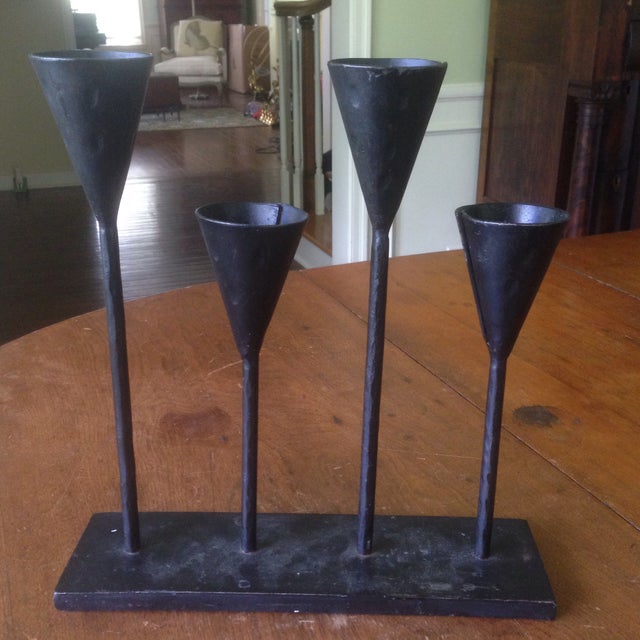 Vintage Modernist Black Metal Candle Holder Chairish