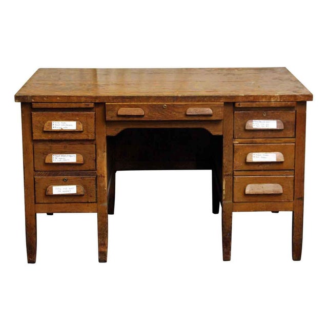 Tiger Oak Solid Wood Teacher s Desk Chairish