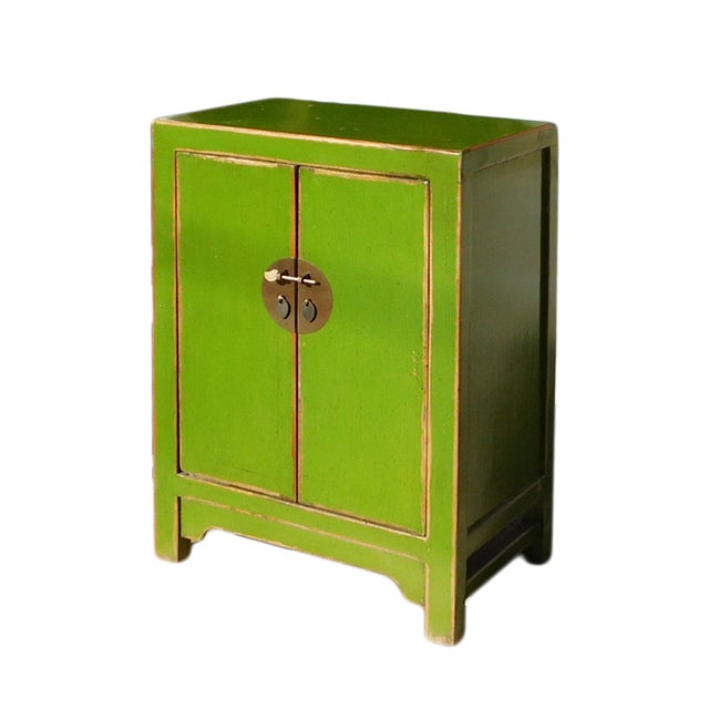 Chinese Rustic Lime Green End Table Nightstand Chairish