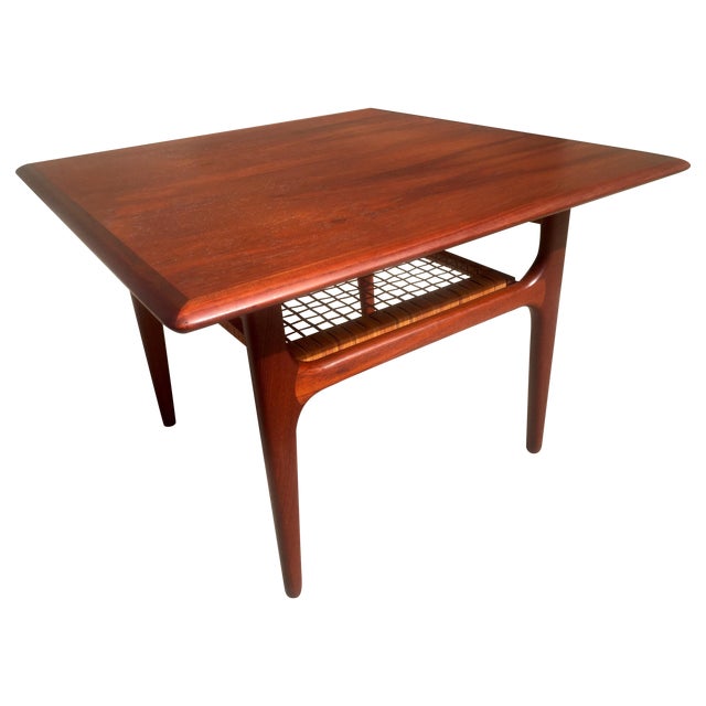 Trioh Danish Modern Side Table with Rattan Chairish