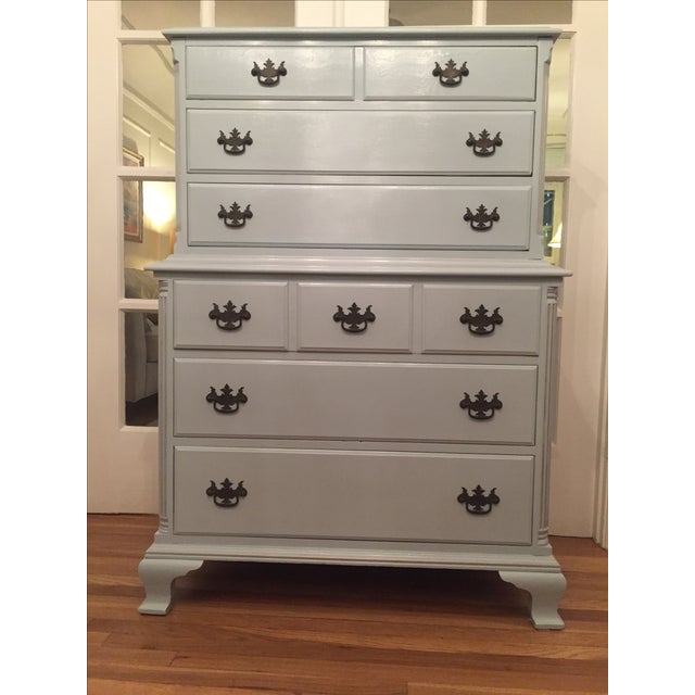 Light Blue Tall Boy Dresser | Chairish