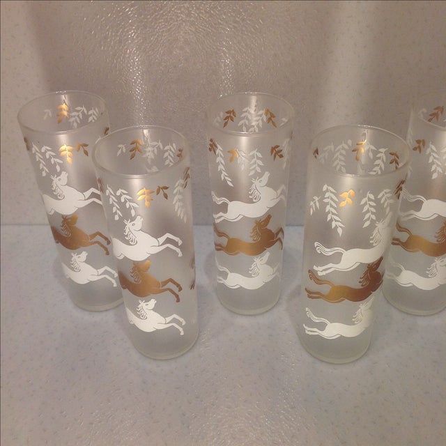Vintage Equestrian Frosted Tom Collins Glasses Set of 6 Chairish