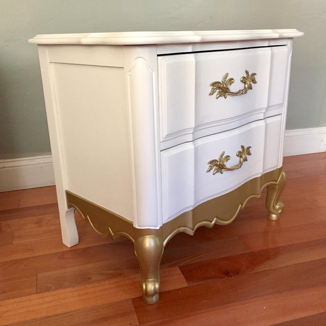 White Thomasville Restored French Provincial Nightstands A Pair