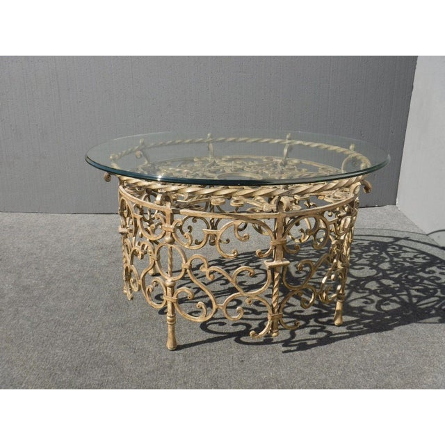Vintage Rococo Wrought Iron & Glass Coffee Table Chairish