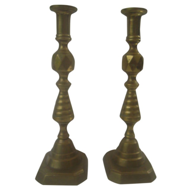 Early 19th C. Beehive Brass Candlesticks A Pair Chairish