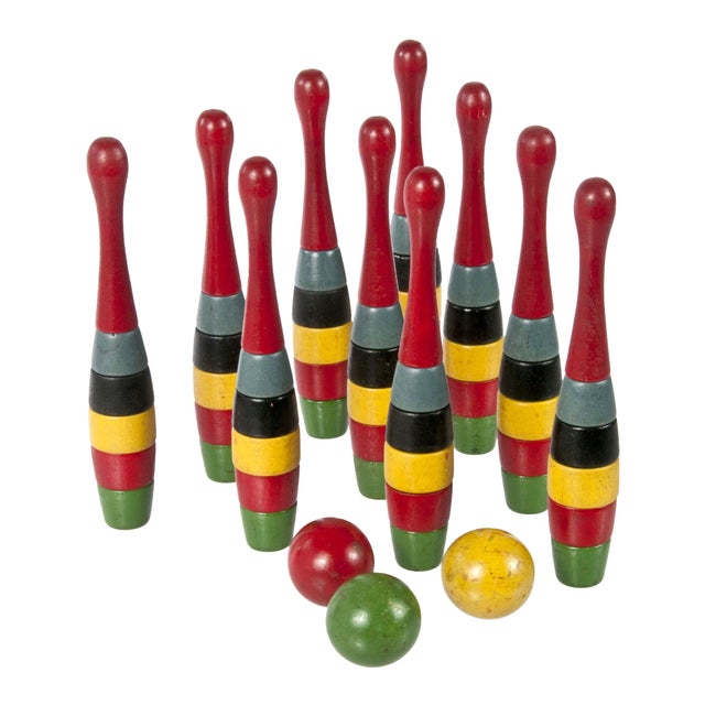 Vintage 1920s Wooden TenPin Bowling Game Chairish