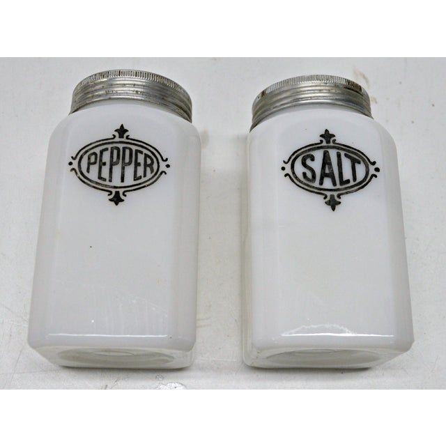 Milk Glass Salt & Pepper Canisters Set Chairish