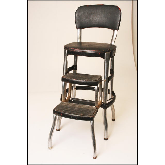 Vintage Cosco Industrial Black Metal Step Stool | Chairish