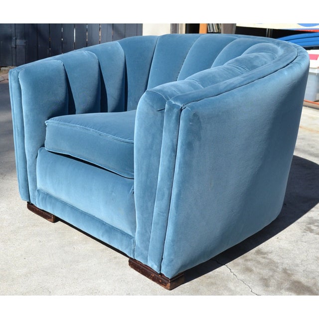 Blue Velvet Tub Chair Chairish