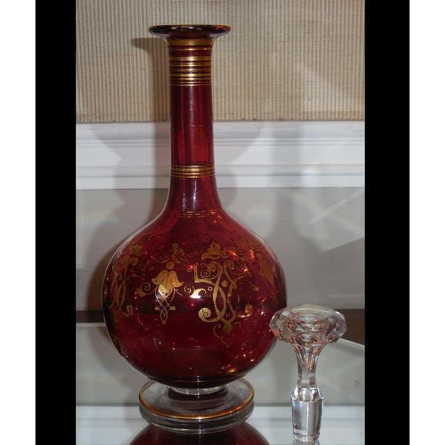Rare Antique Baccarat Red & Gold Crystal Decanter Chairish
