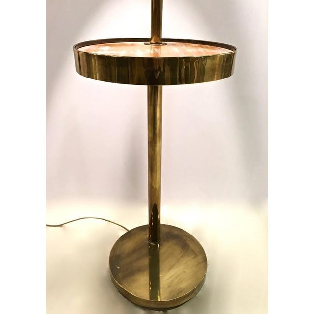 Mid-Century Brass Floor Lamp W/ Cerused Wood Tray Table ...