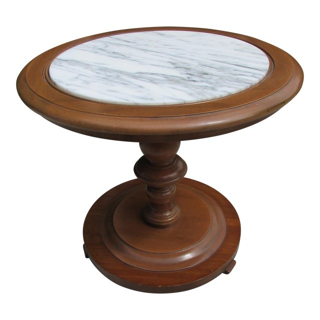Petite Round Marble Top Accent Table by Lane Chairish