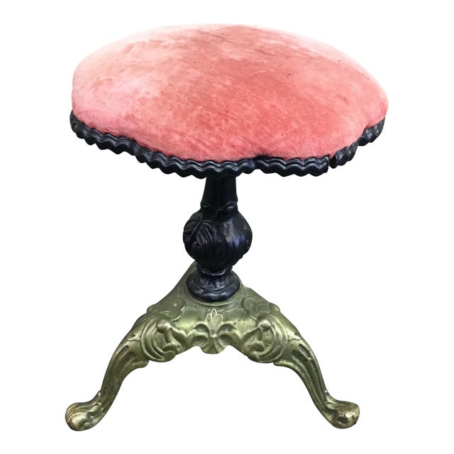 Antique Cast Iron & Velvet Piano Stool Chairish