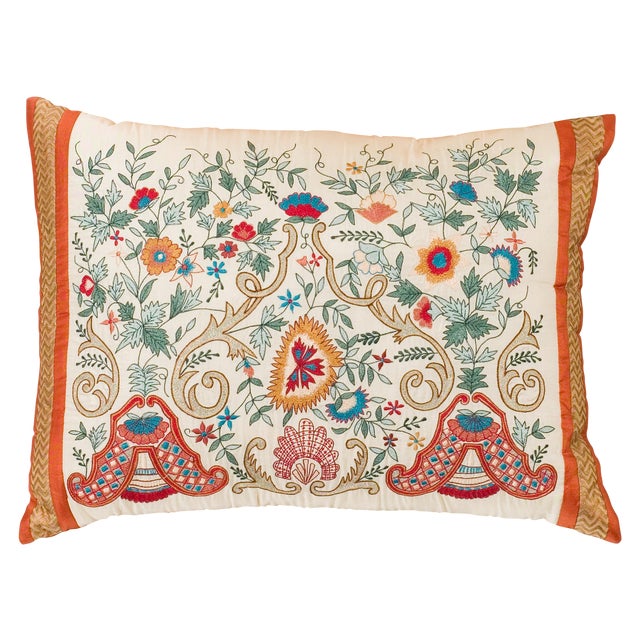 Luxury Silk Embroidered Decorative Pillow Chairish