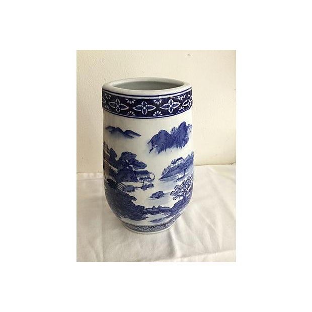 Blue & White Oval Chinoiserie Vase Chairish