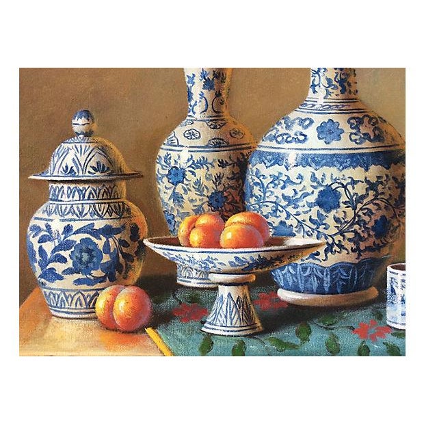 Blue & White Porcelain Still Life Painting Chairish
