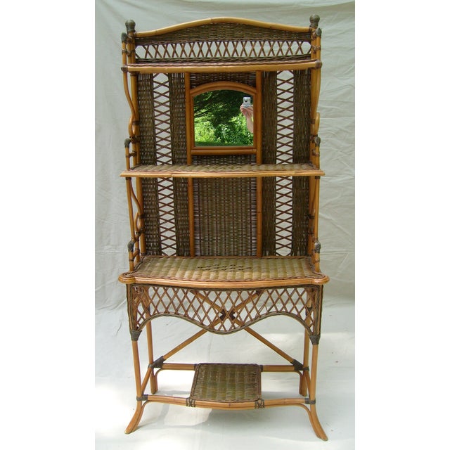 Vintage Bentwood Rattan And Wicker Etagere Shelf Chairish