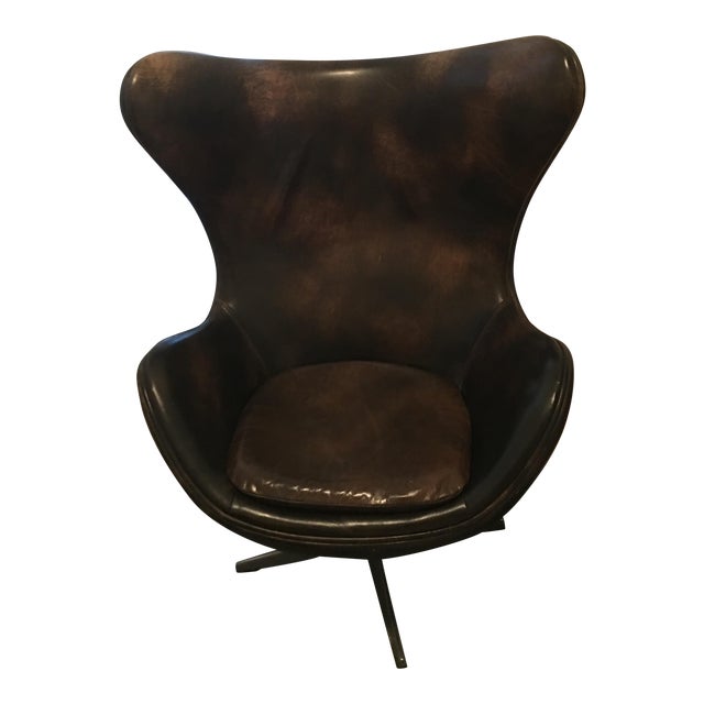 Restoration Hardware Copenhagen Leather Wingback Chair | Chairish