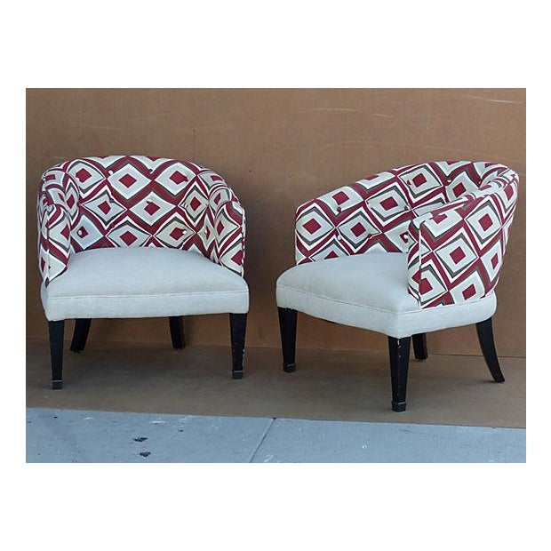 Upholstered Barrel Chairs A Pair Chairish