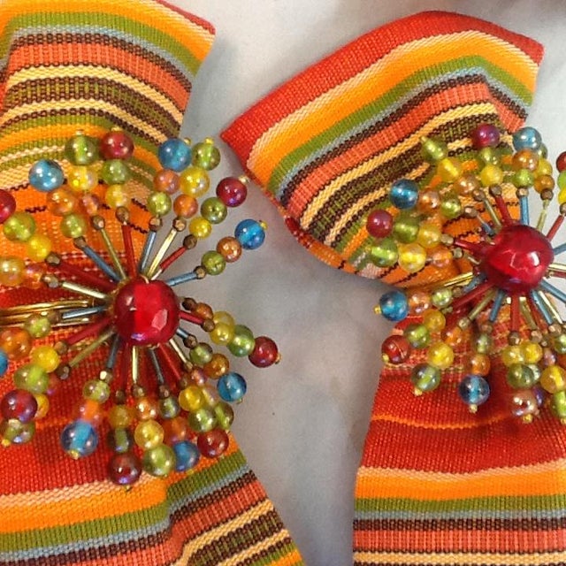 Cotton Weave Napkins & Beaded Napkin Rings S/6 Chairish