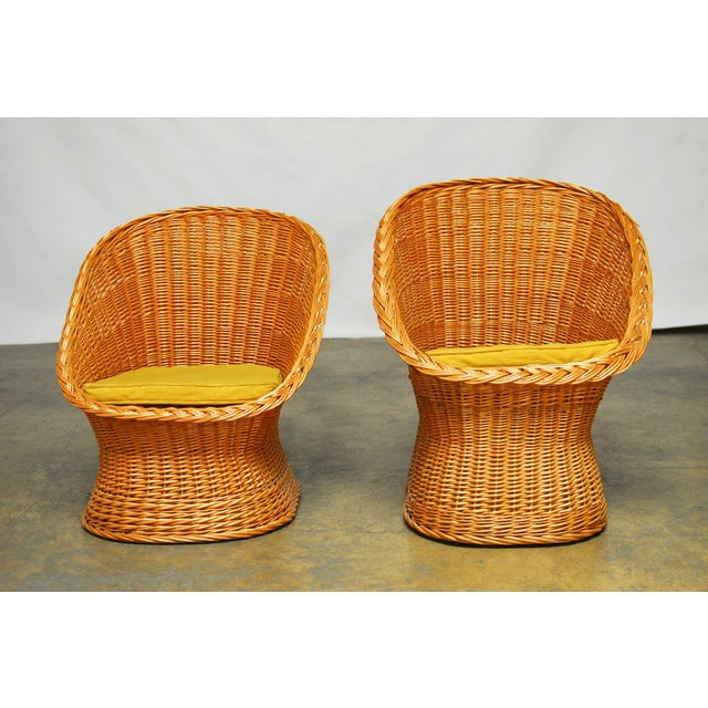 His and Hers Wicker Barrel Chairs A Pair Chairish
