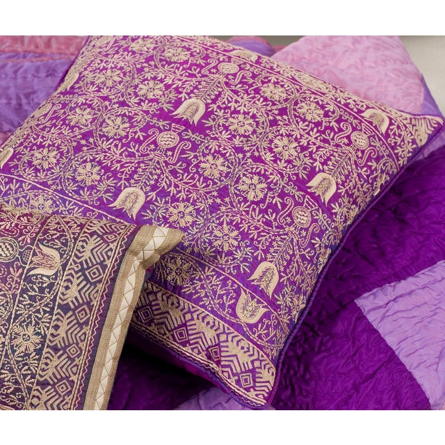 Luxury Purple Silk Emroidered Decorative Pillow Chairish