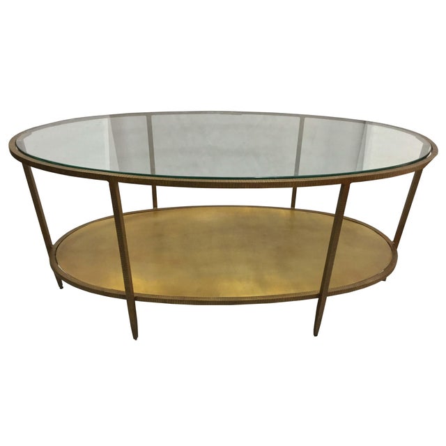 Metal Oval Hammered Coffee Table With Glass Top Chairish