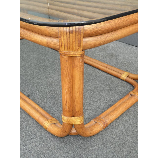 Vintage Bamboo & Glass Top Coffee Table Chairish