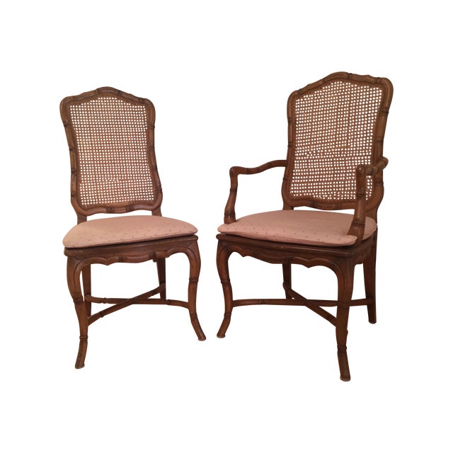 French Plantation Style Cane Dining Chairs S/6 Chairish