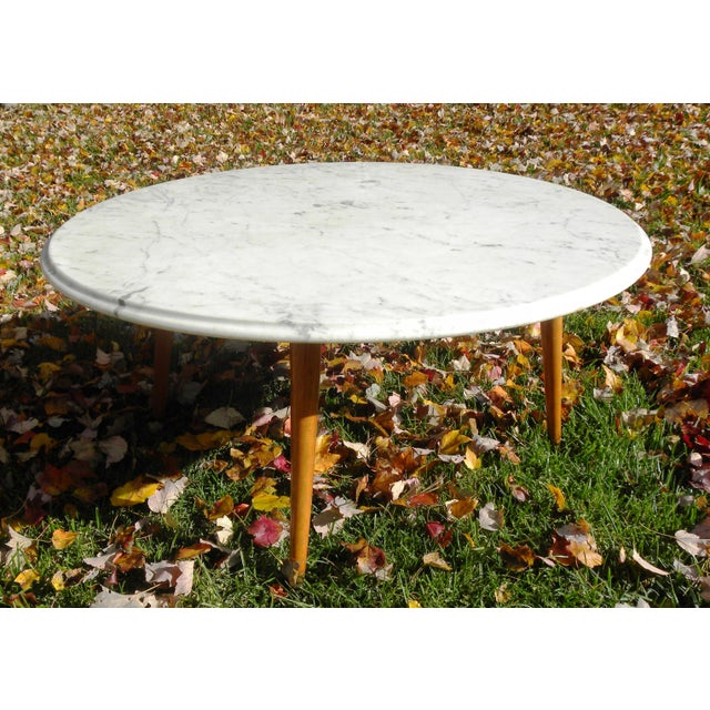 Mid-Century White Marble Cocktail Table | Chairish