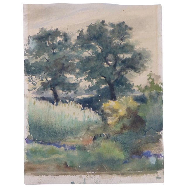 1920s Antique German Watercolor Landscape Painting Chairish